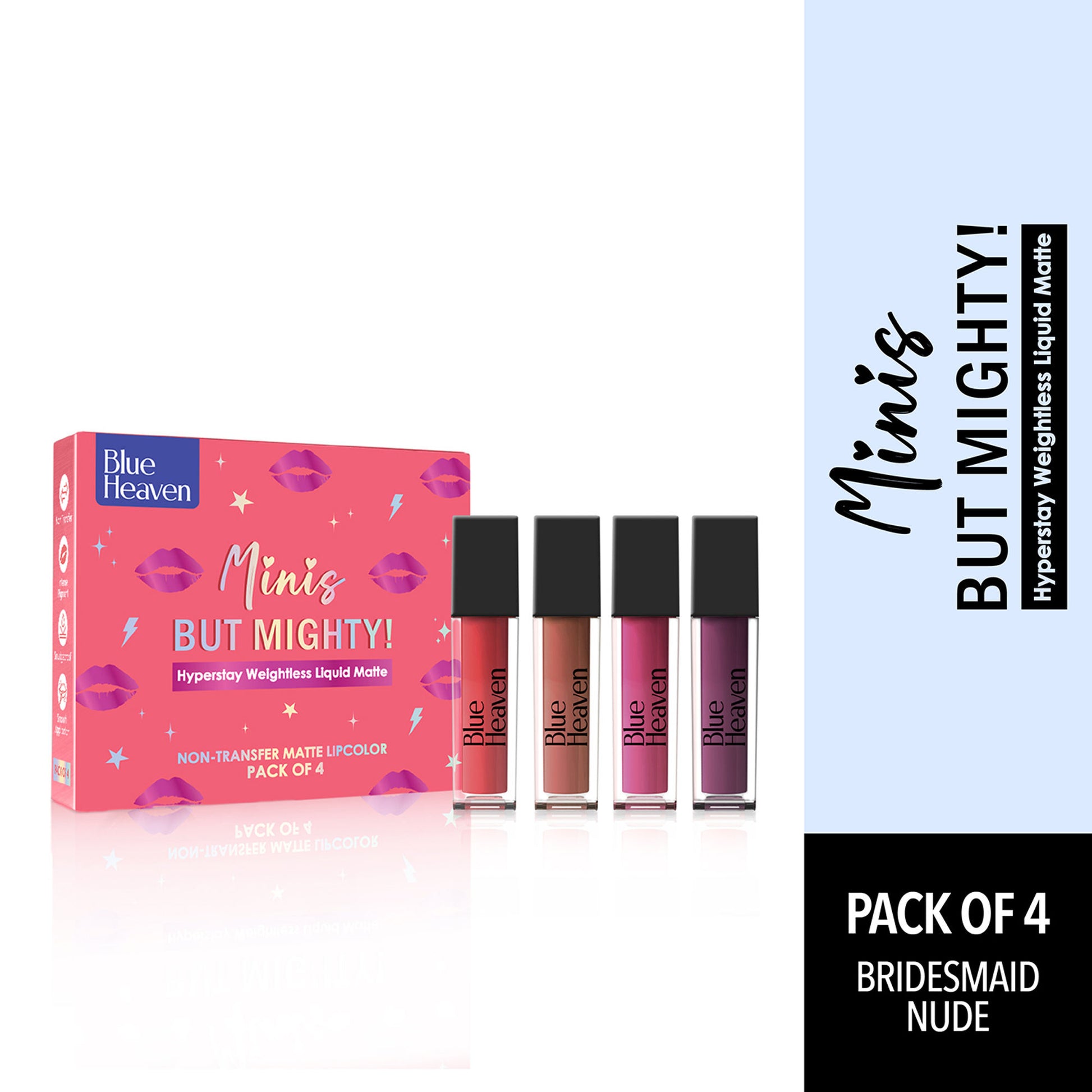 Blue Heaven Minis But Mighty Liquid Matte Lipstick Kit - Bridesmaid Nude