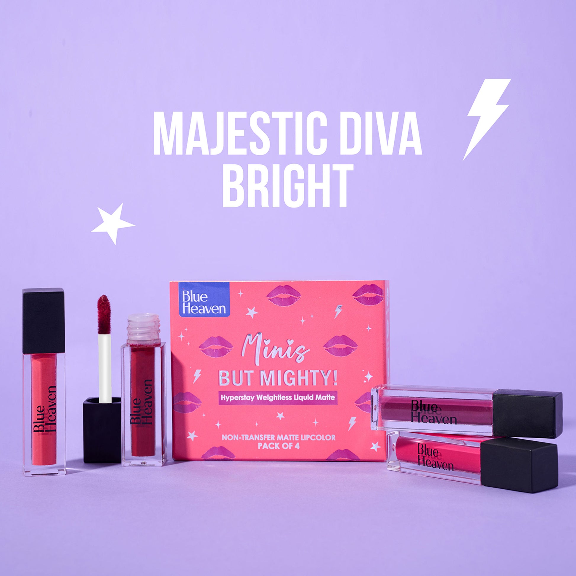 Blue Heaven Minis But Mighty Liquid Matte Lipstick Kit - Majestic Diva Bright