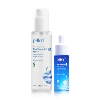 Plum Brightening Duos Combo | 5% Niacinamide Serum + 3% Niacinamide Toner