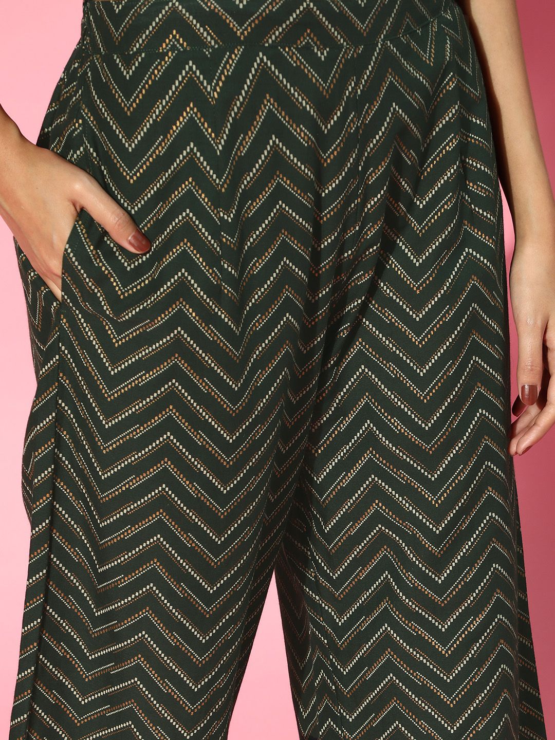 Dhiyona IE Green Liva Calf Length Kurta Set