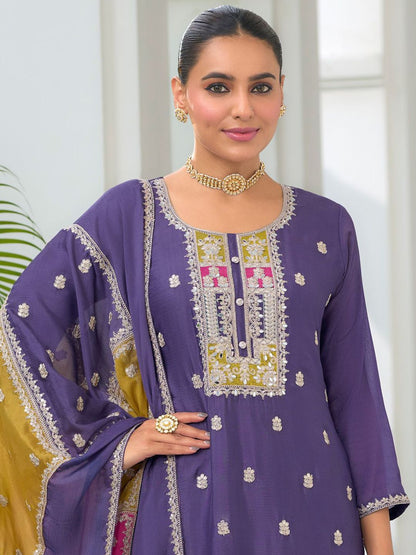 Women Ethnic Motifs Embroidered Regular Mirror Work Kurta with Trousers & With Dupatta