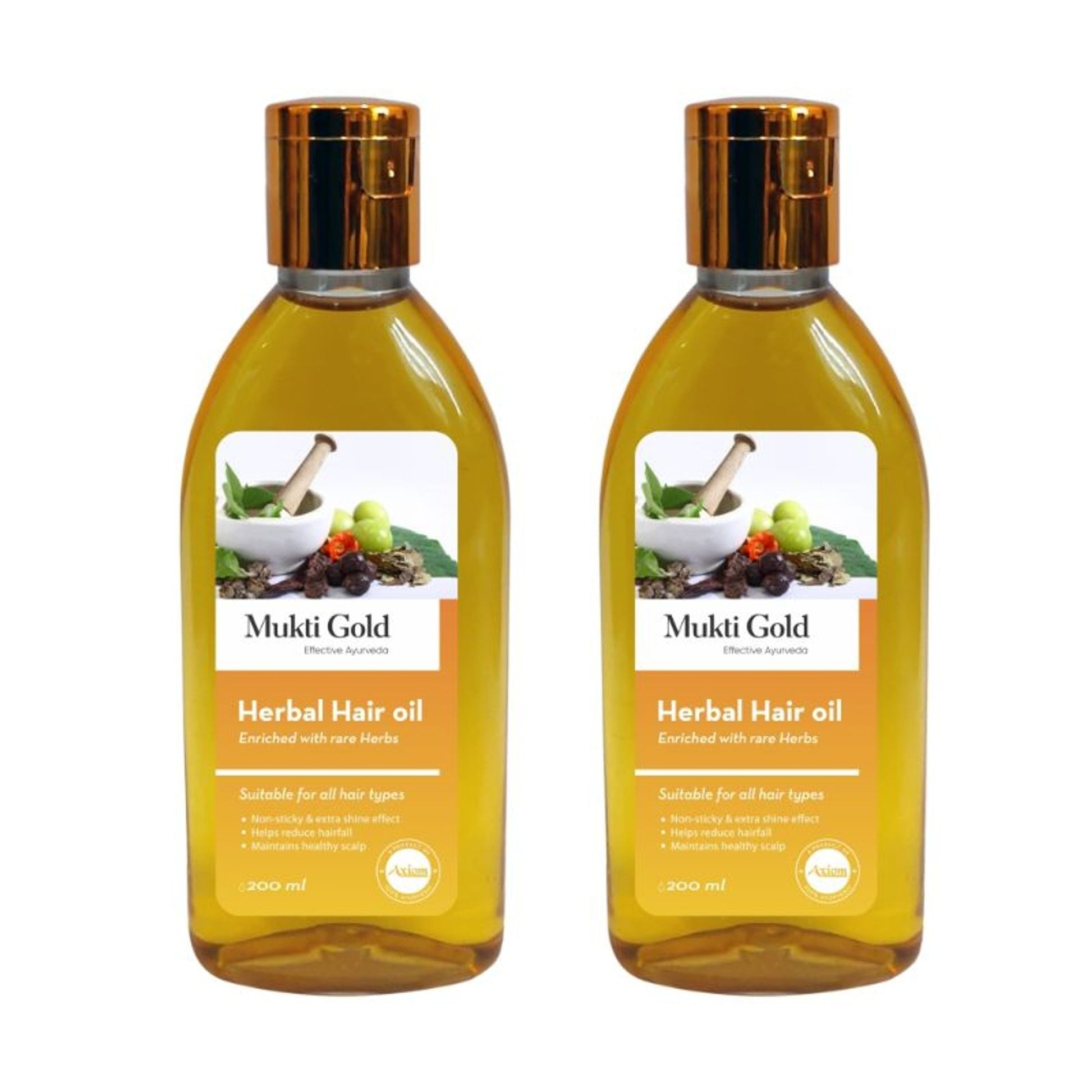 Mukti Gold Herbal Hair Oil Enriched With Rare Herbs - Pack of 2