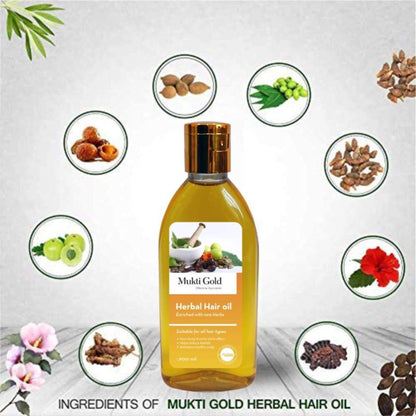 Mukti Gold Herbal Hair Oil Enriched With Rare Herbs - Pack of 2