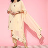 Indyancart IE Women Floral Poly Georgette Bling it On Kurta Set