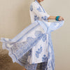 Indyancart IE V Neck Floral Printed Panelled Pure Cotton A-Line Kurta Set
