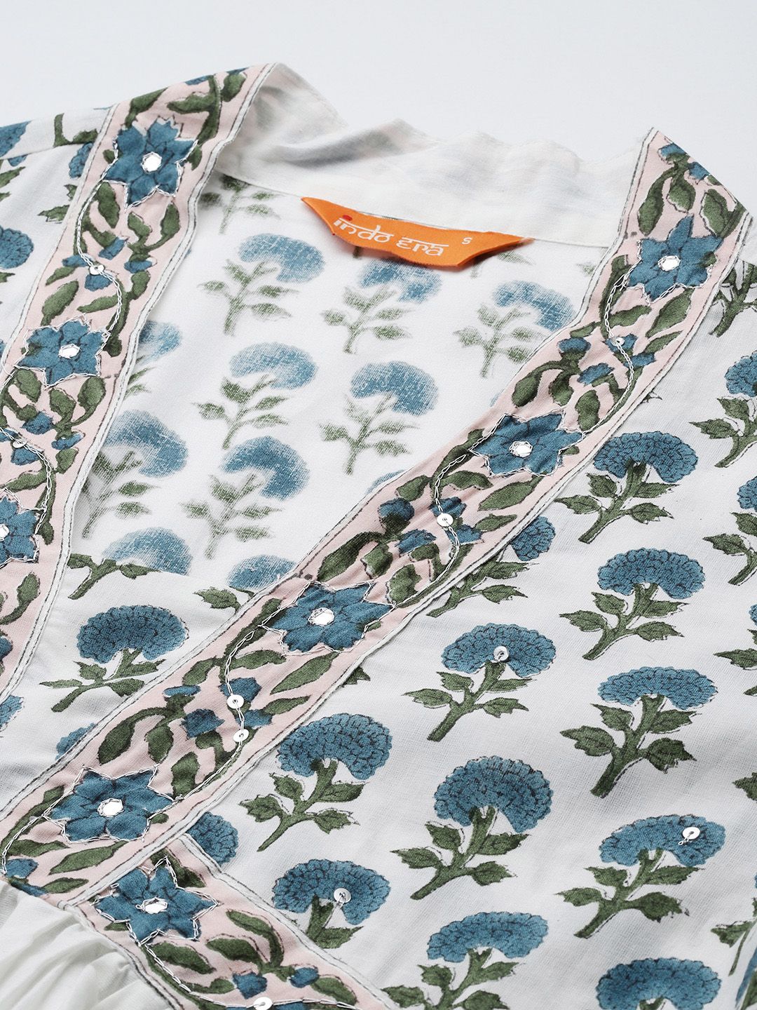 Dhiyona IE Women Floral Printed Empire Pure Cotton Kurta with Trousers & Dupatta