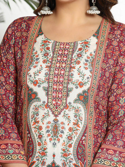 Indyancart VA Women's Paisley Printed Regular Beads and Stones Pure Cotton Kurta with Trousers & With Dupatta