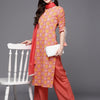 Indyancart IE Women Pink Paisley Printed Kurta with Trousers & Dupatta