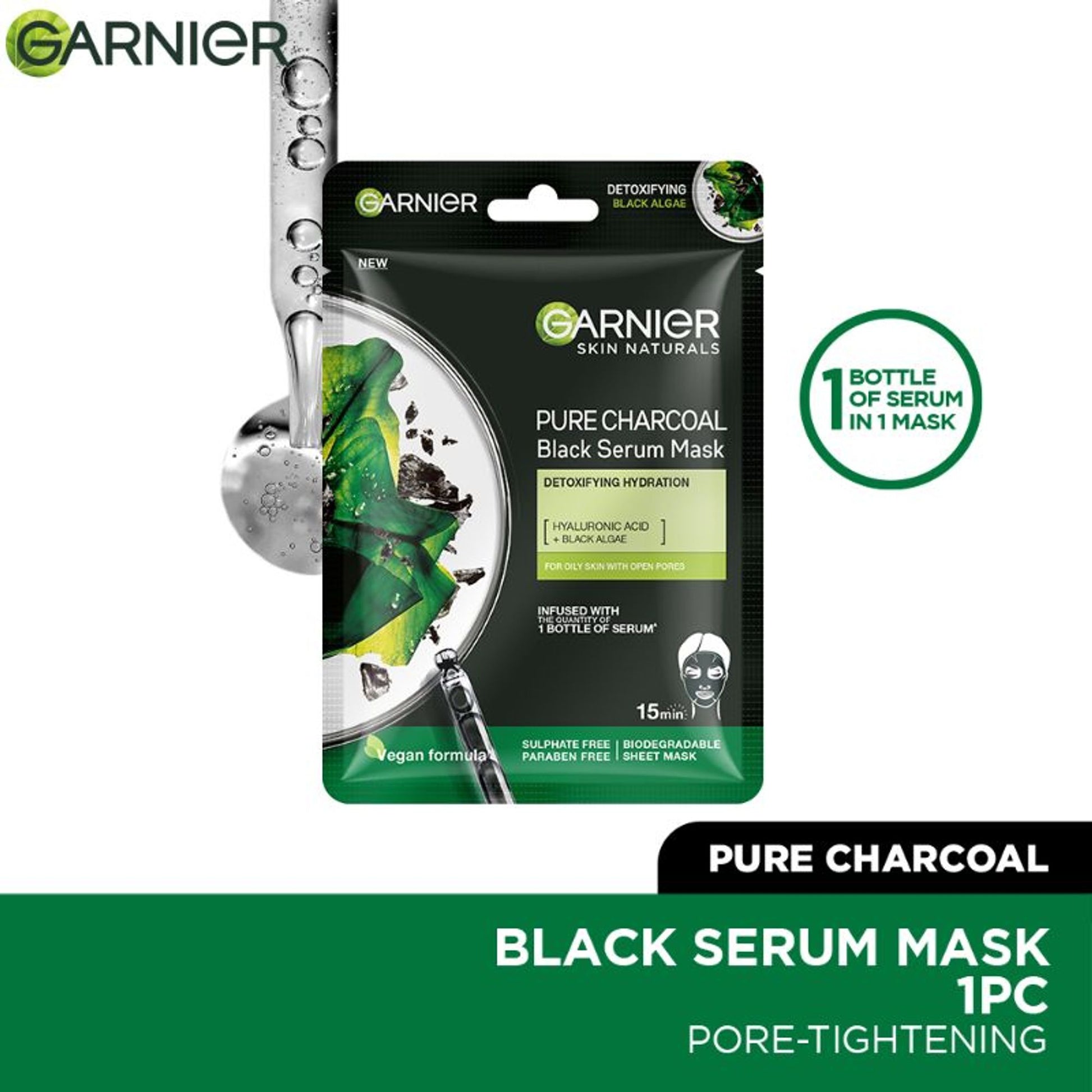 Garnier Skin Naturals Face Serum Sheet Mask - Charcoal