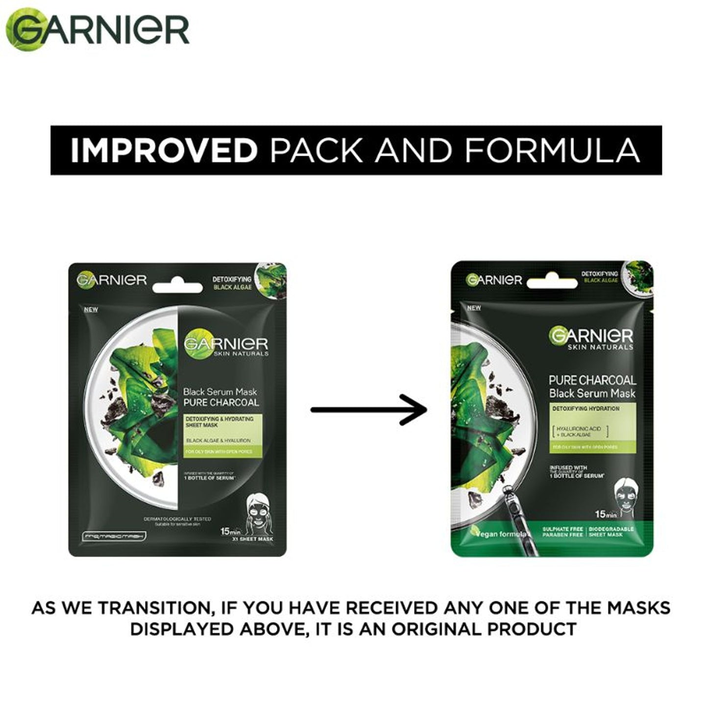 Garnier Skin Naturals Face Serum Sheet Mask - Charcoal