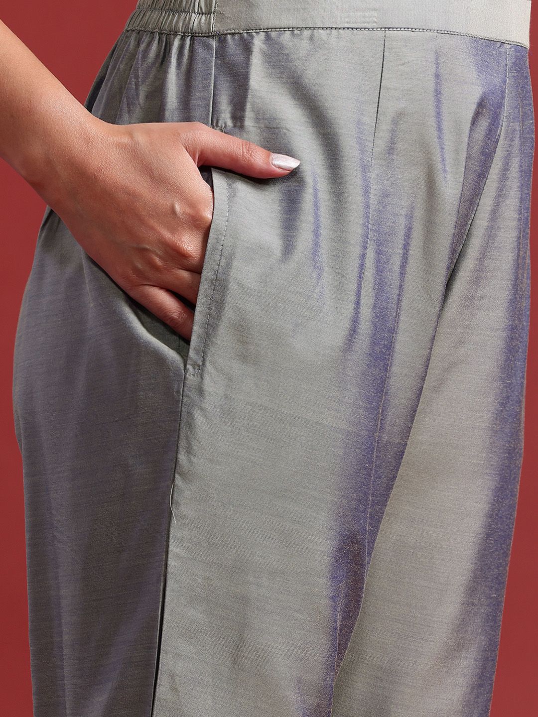 Dhiyona IE Floral Jacquard Chanderi Cotton Kurta With Trousers & Dupatta