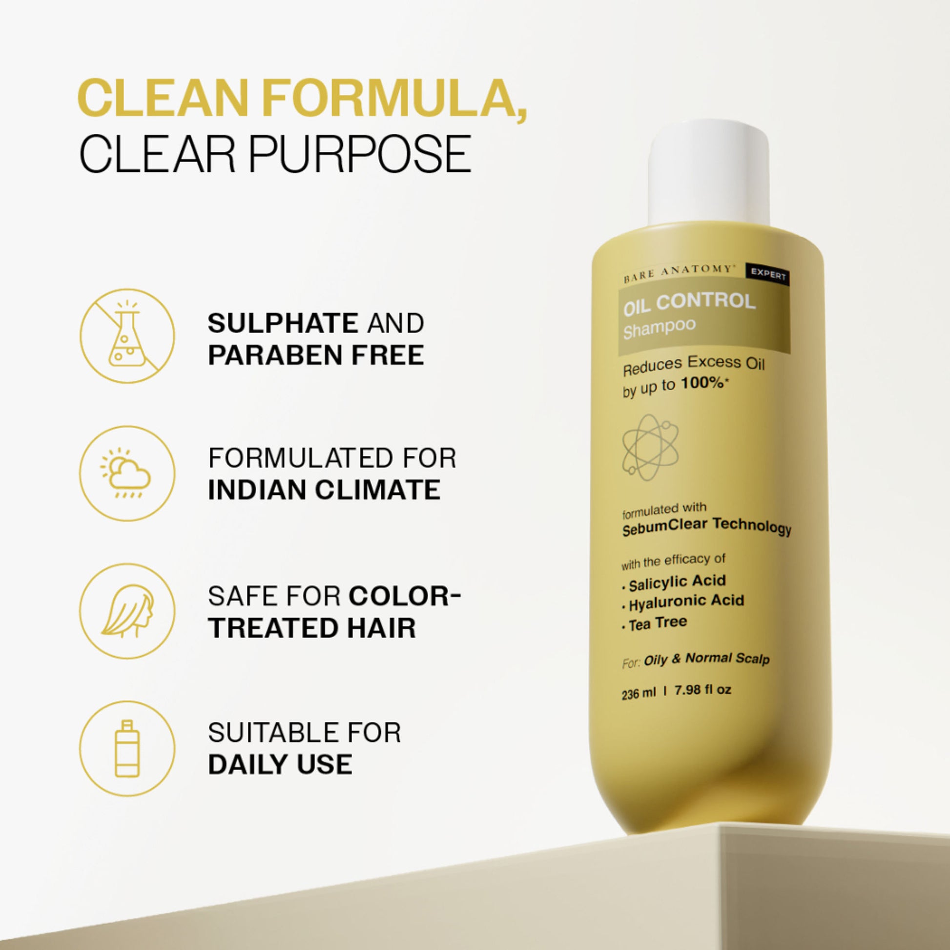Bare Anatomy Oil Control Shampoo Sulphate-Free For Oily Scalp