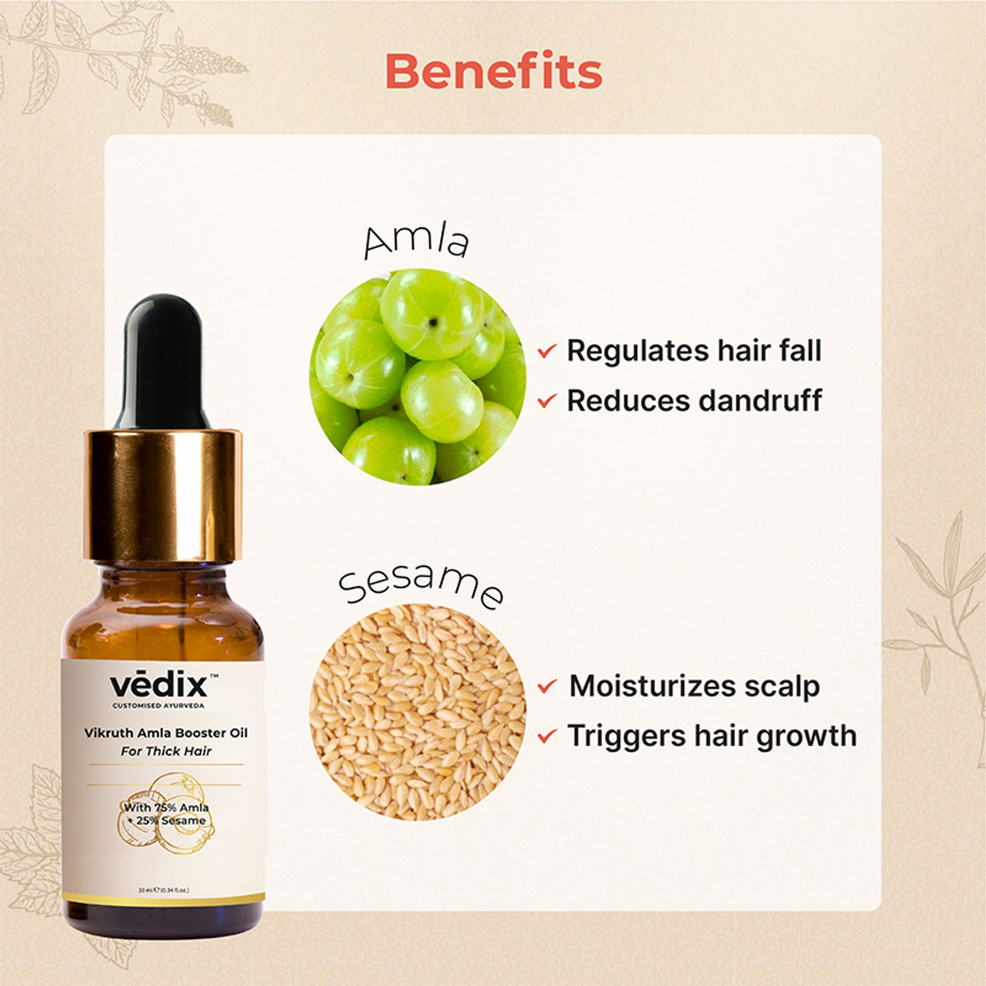 Vedix Amla Booster Hair Oil - Hair Growth & Thick Hair - Vikruth Amla Booster Oil