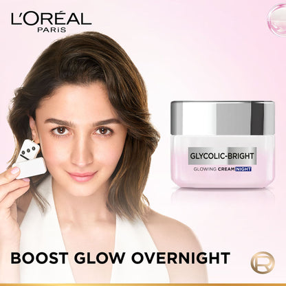 L'Oreal Paris Glycolic Bright Night Cream With Glycolic Acid & Niacinamide Skin Brightening Cream