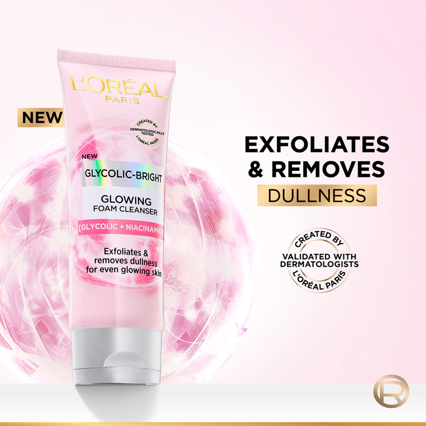 L'Oreal Paris Glycolic Bright Daily Foaming Face Cleanser With Glycolic Acid For Dull Skin