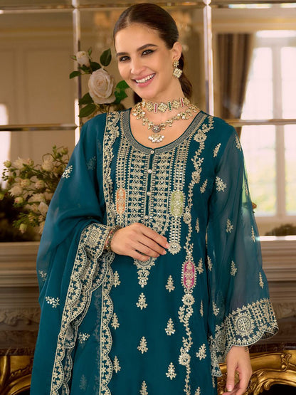 Adults-Women Woven Design Embroidered Kurta with Trousers & Dupatta