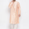Men's Peach Cotton Silk Straight Kurta Pyjama Set