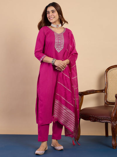Indyancart VV Pink Women's Designer Kurta Pant Set Premium Pattern Collection