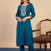 Dhiyona VV Teal Elegant Embroidered Kurta Pant Set for Women