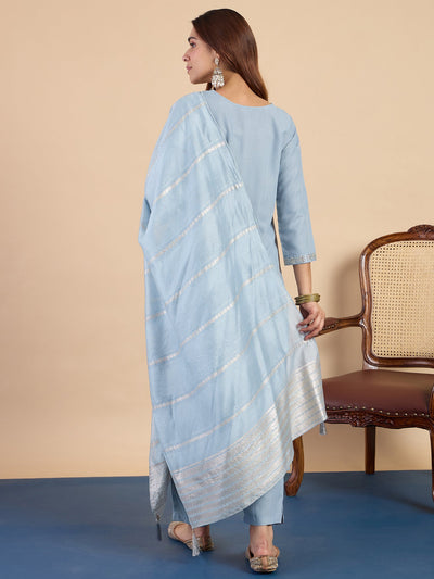 Indyancart VV Grey Women's Designer Kurta Pant Set Premium Pattern Collection