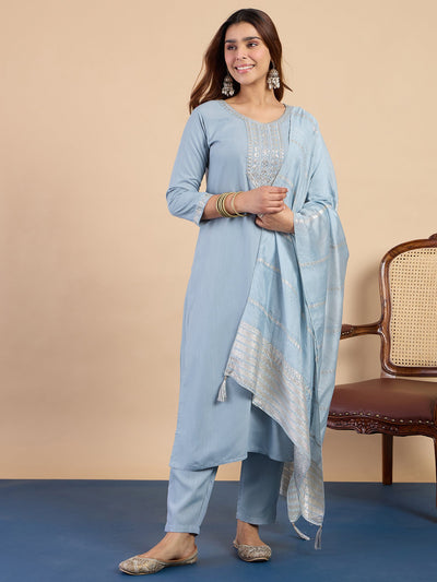 Indyancart VV Grey Women's Designer Kurta Pant Set Premium Pattern Collection