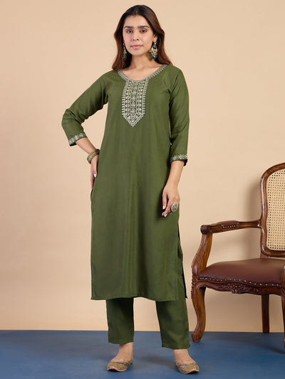 Indyancart VV Mehndi Women's Designer Kurta Pant Set Premium Pattern Collection