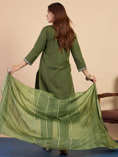 Indyancart VV Mehndi Women's Designer Kurta Pant Set Premium Pattern Collection