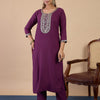 Dhiyona VV Purple Elegant Embroidered Kurta Pant Set for Women