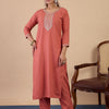 Dhiyona VV Peach Women's Designer Kurta Pant Set Premium Pattern Collection