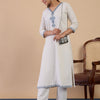 Dhiyona VV Off-white Women's Designer Kurta Pant Set Premium Pattern
