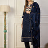 Dhiyona VV Blue Embroidered Chanderi Silk Kurta Set with Embroidered Dupatta
