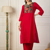 Dhiyona VV Sitara Red and Black Cotton Silk Blend Kurta Set With Jacquard Woven Meenakari Dupatta