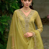 Indyancart IE Ethnic Motifs Embroidered Zari Kurta with Trousers & Dupatta