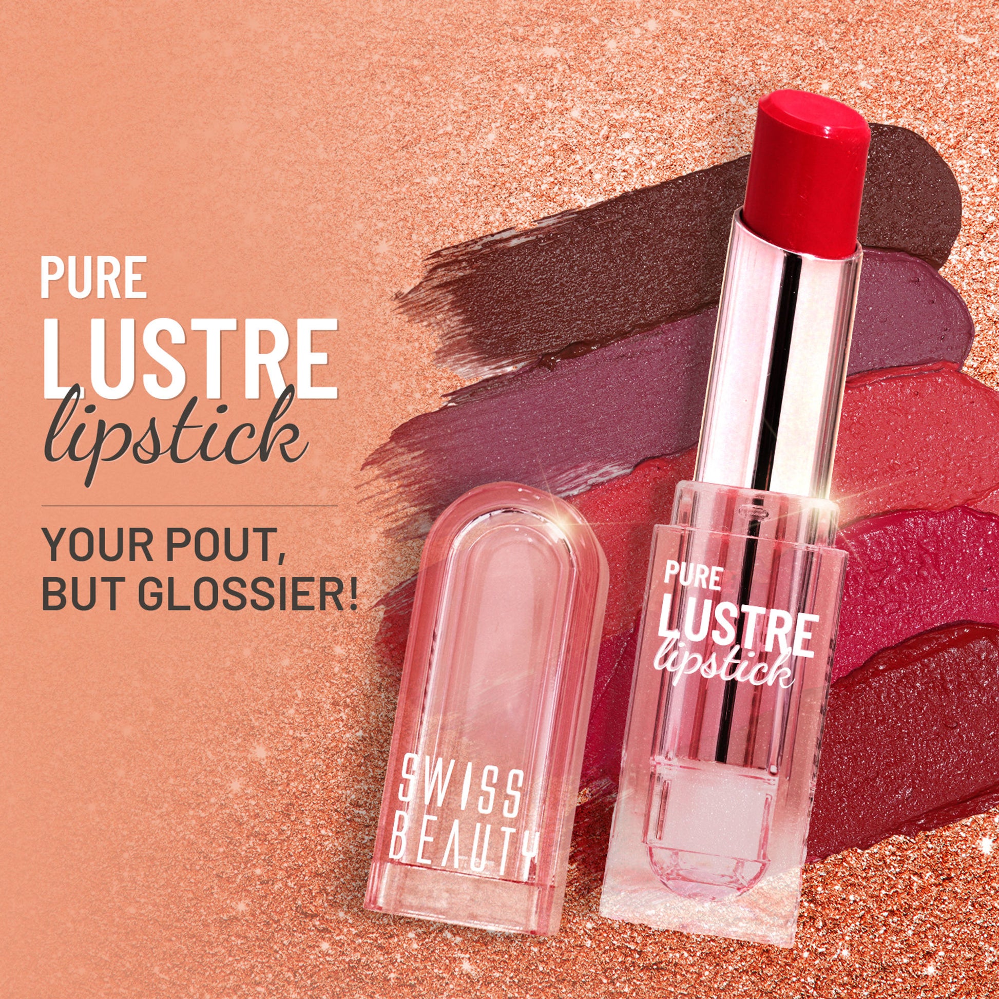 Swiss Beauty High Shine Finish Smooth Glide Pure Lustre Lipstick - 9 Cheeky Pink