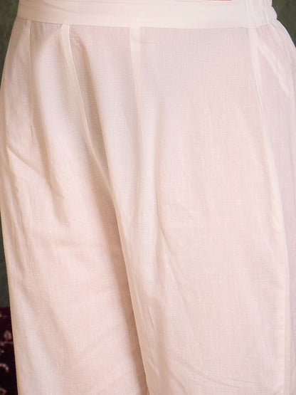 Indyancart IE Floral Printed Empire V-Neck Pure Cotton A-Line Kurta With Trousers And Dupatta