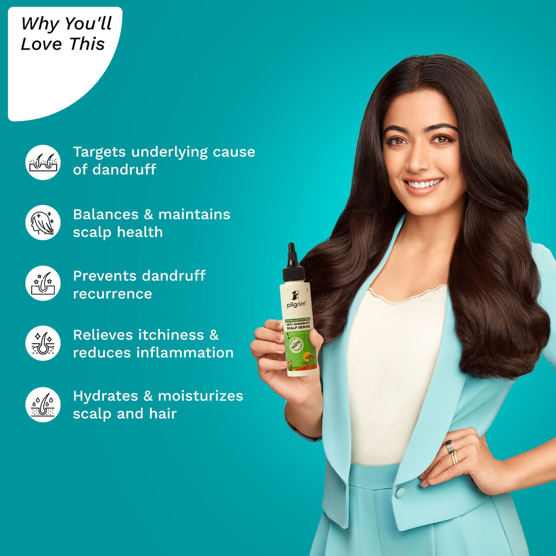 Pilgrim Australian Tea Tree Anti-Dandruff Scalp Serum For Relieves Itchiness & Reduces Inflammation