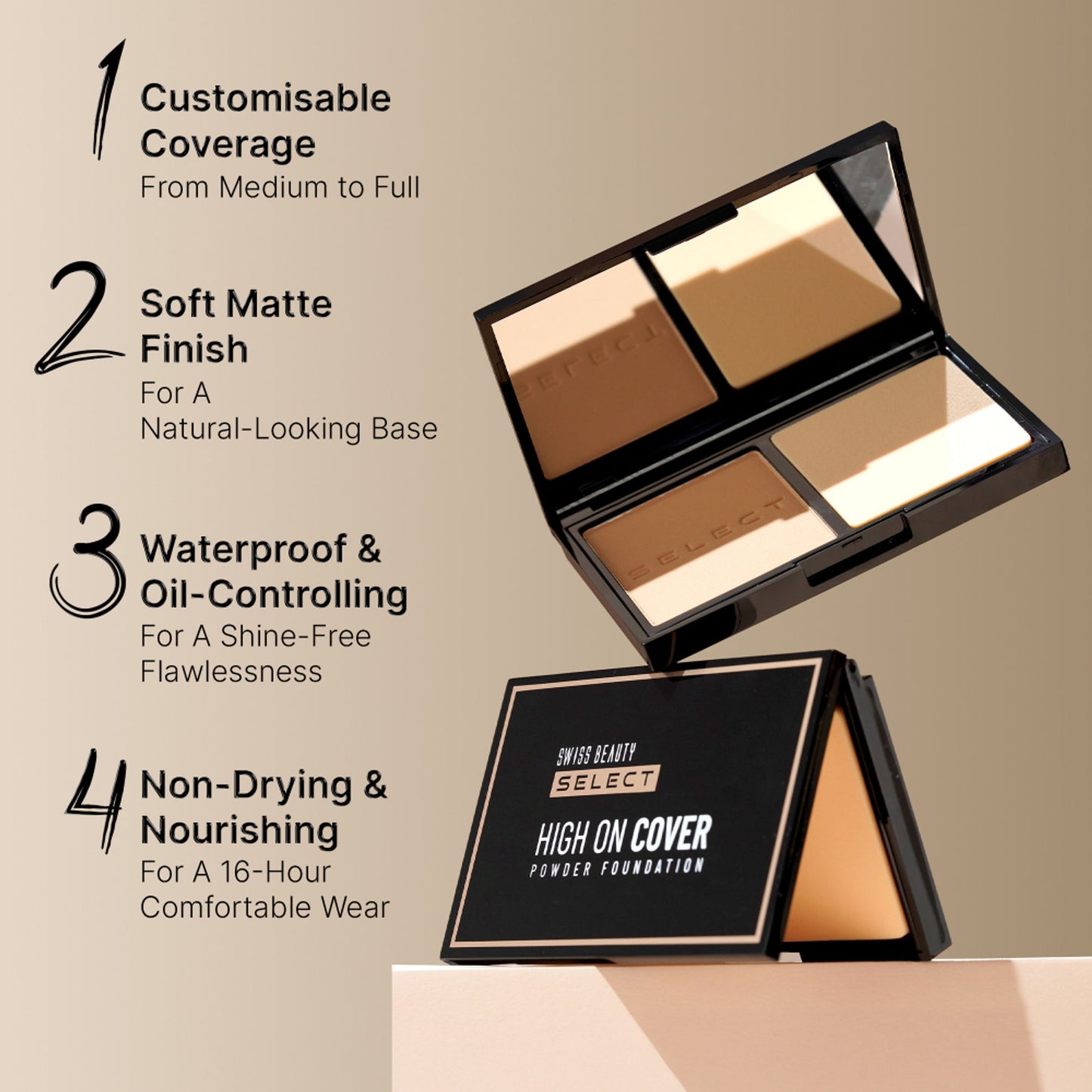 Swiss Beauty Select High On Cover Powder Foundation - 5 Classic Sand