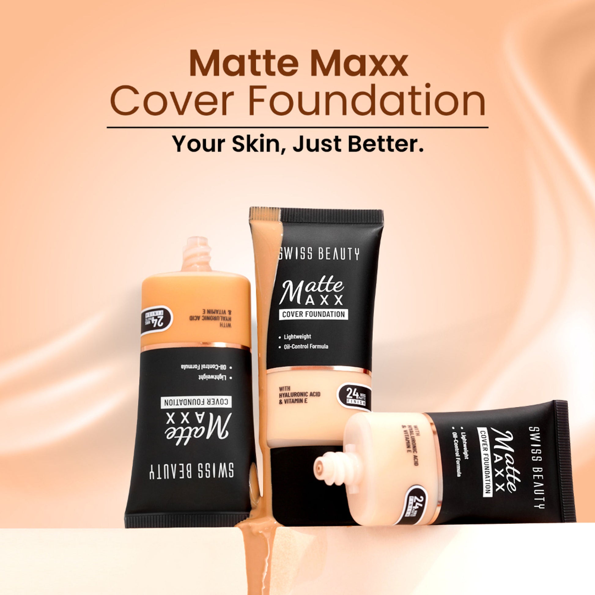 Swiss Beauty Matte Maxx Cover Foundation with Hyaluronic Acid & Vitamin E - 2 Ivory Cool