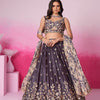Women Purple Satin silk Sequins embroidery  Lehenga choli & Dupatta