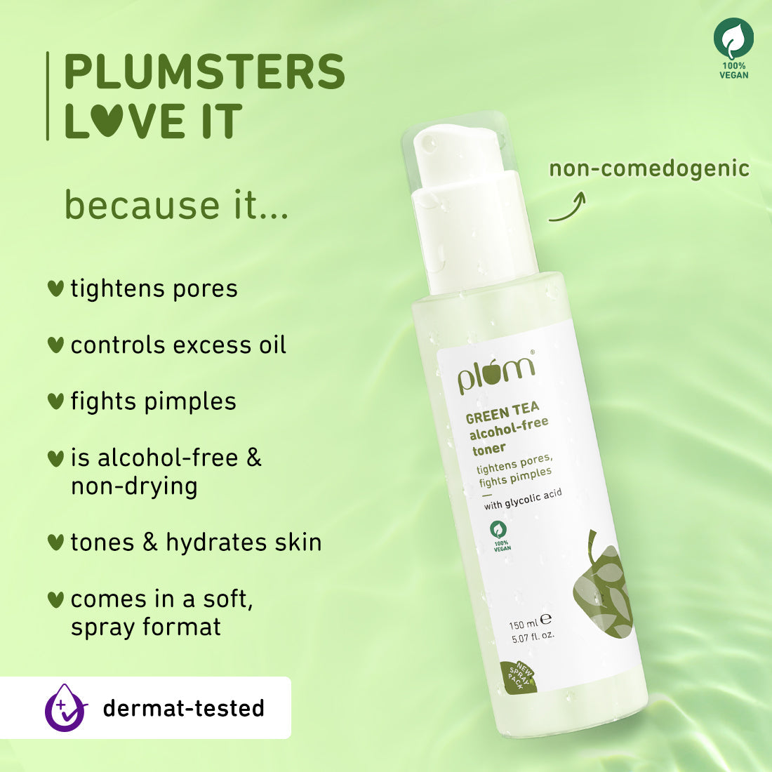 Plum Goodness Green Tea Alcohol-Free Pore Tightening Face Toner For Oily & Acne-Prone Skin
