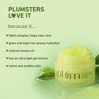 Green Tea Night Gel For Oily, Acne-Prone Skin | Travel-Size| 15 ml