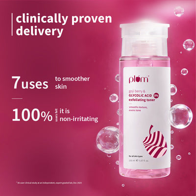 Plum Goodness Goji Berry & 5% Glycolic Acid Exfoliating Toner For Textured Skin