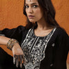 Dhiyona IE Floral Embroidered Notch Neck Thread Work Straight Kurta