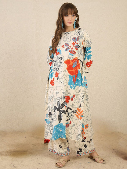 Indyancart IE Printed Kurta & Trouser Co-Ords Set
