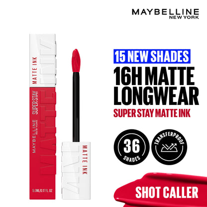 Maybelline New York Super Stay Matte Ink Liquid Lipstick, Lasts Up to 16 Hours - 15 Lover - Shot Caller