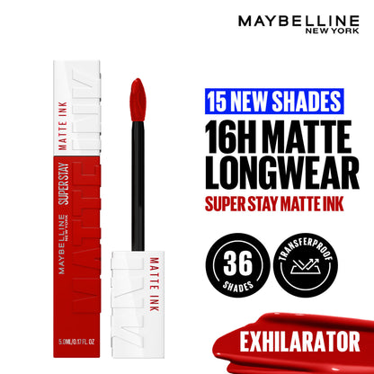 Maybelline New York Super Stay Matte Ink Liquid Lipstick, Lasts Up to 16 Hours - 15 Lover - Exhilarator