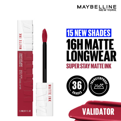 Maybelline New York Super Stay Matte Ink Liquid Lipstick, Lasts Up to 16 Hours - 15 Lover - Validator