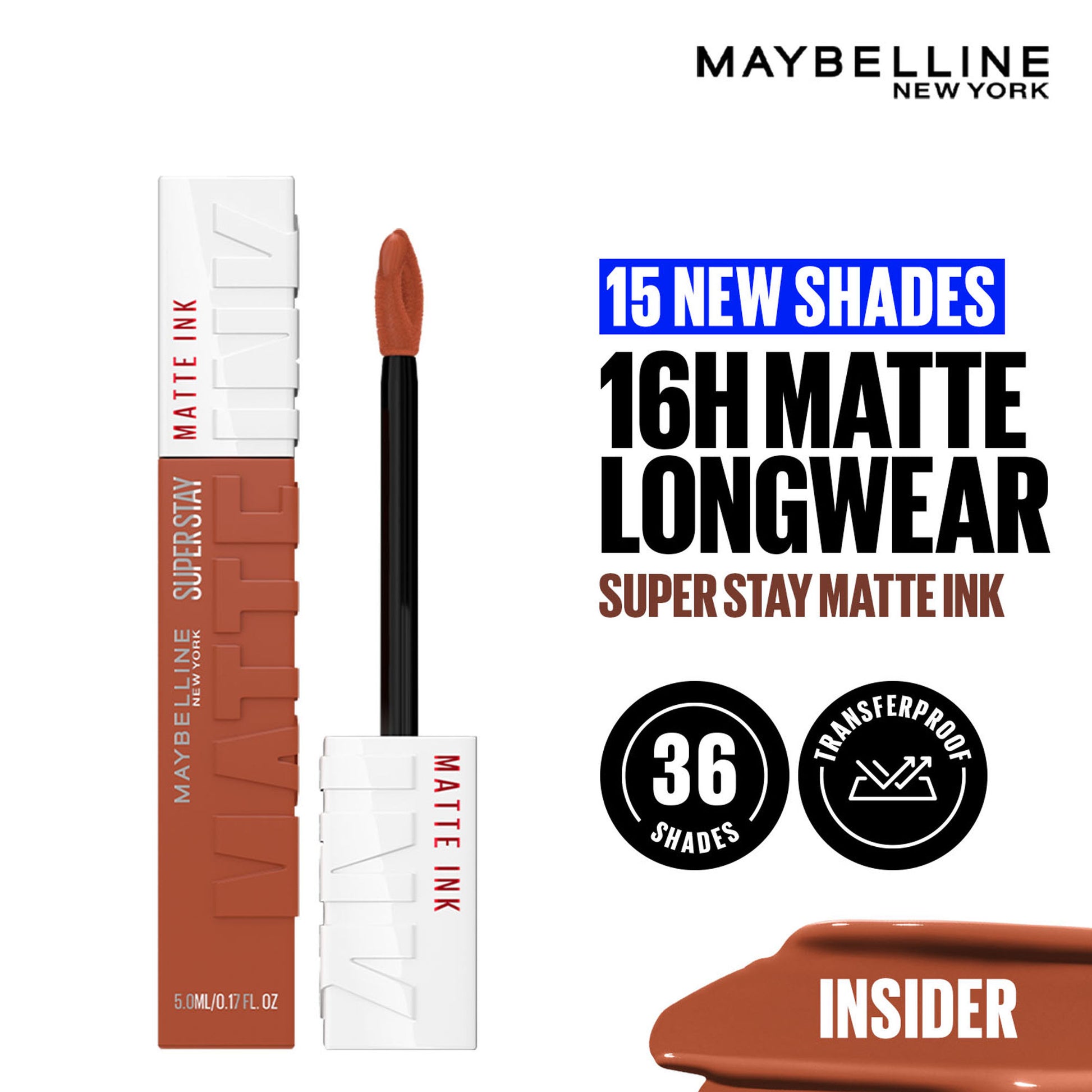 Maybelline New York Super Stay Matte Ink Liquid Lipstick, Lasts Up to 16 Hours - 15 Lover - Insider