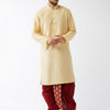 Men's Gold Silk Blend Straight Kurta and Dhoti Set