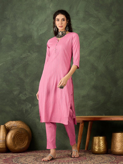 Indyancart VV Samara Women's Office, Festive Wear Pink Straight Kurta & Pant, Co-ord Set